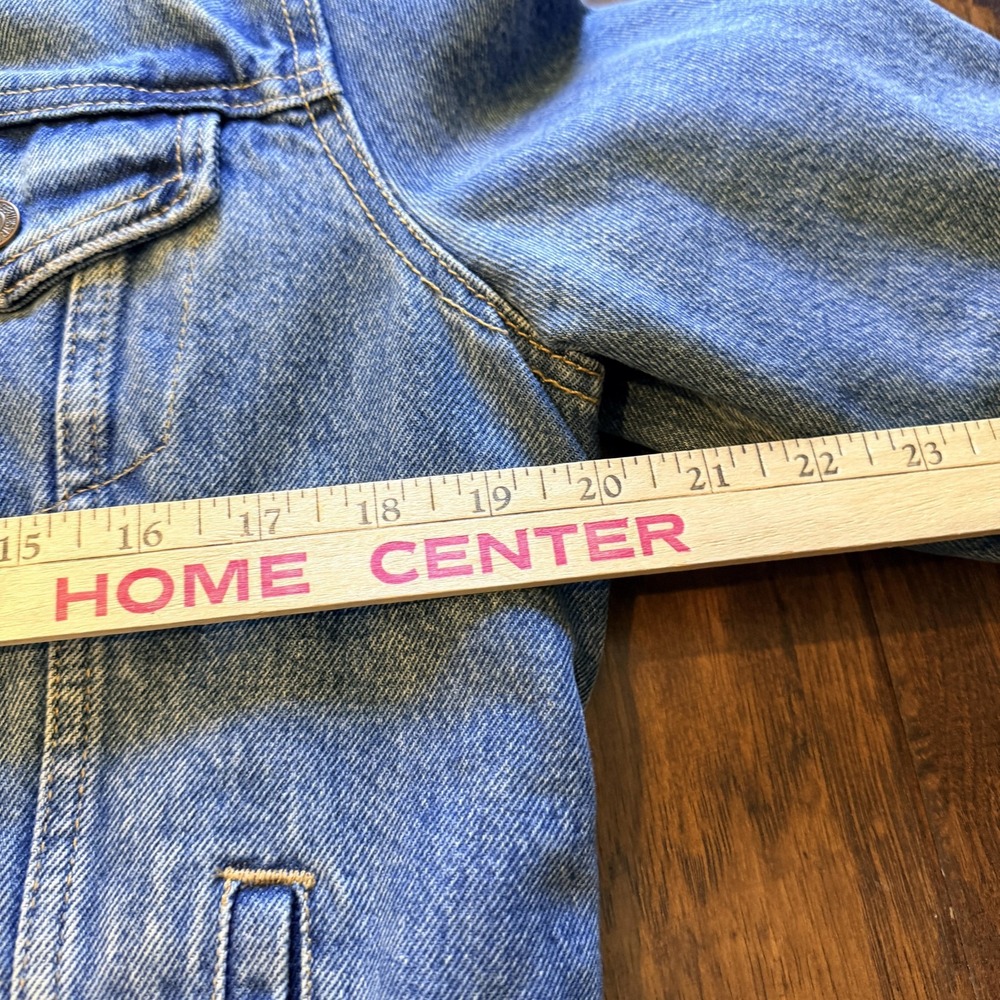 Levis Jacket Womens M Blue Jean SHERPA COLLAR Denim Trucker Button Front Warm - Picture 7 of 16